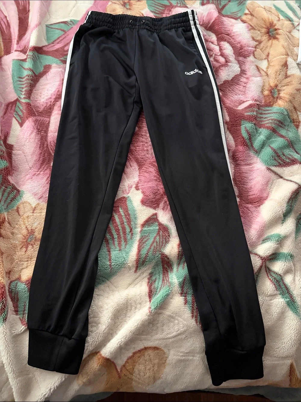 adidas Black Joggers with White Side Stripes - Picture 1 of 3